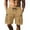 Khaki, variant on Mens Tan Cargo Shorts, Multi - Pockets, Belted Waist, Summer Beach Vacations & Outdoor Work