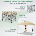 thumbnail image 2 of Hoteel Canopy 10x10 Pop Up Canopy Tent 1-Button Push Easy up Outdoor Canopy Instant Portable Commercial Shelter Waterproof UPF50+ Gazebo with Reflective Strip, Air Vent & 4 Sandbags, Khaki, 2 of 7