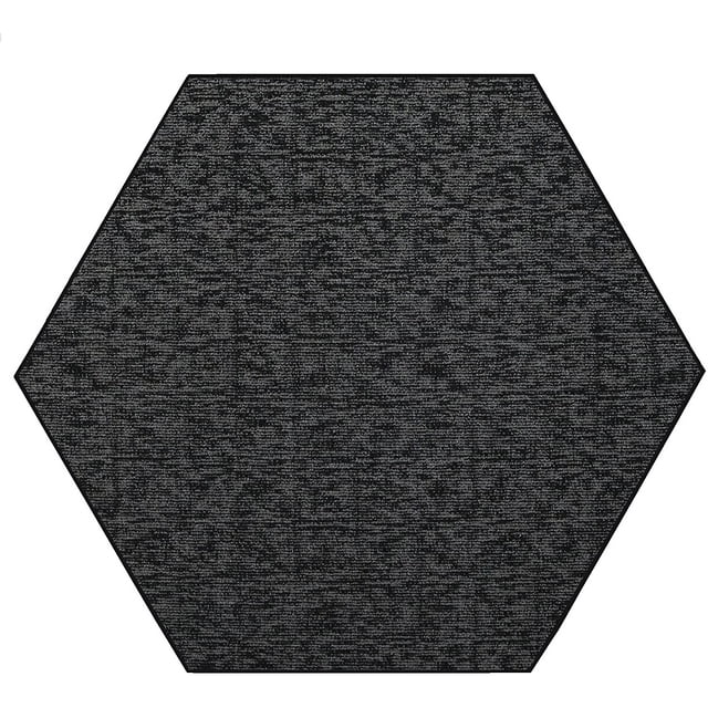 Indoor Outdoor custom size area rugs made in USA comes in Ten colors and Nine shapes rectangular,round,square,runners,oval,hexagon,octagon,half round - Black, 2' Hexagon Area Rugs