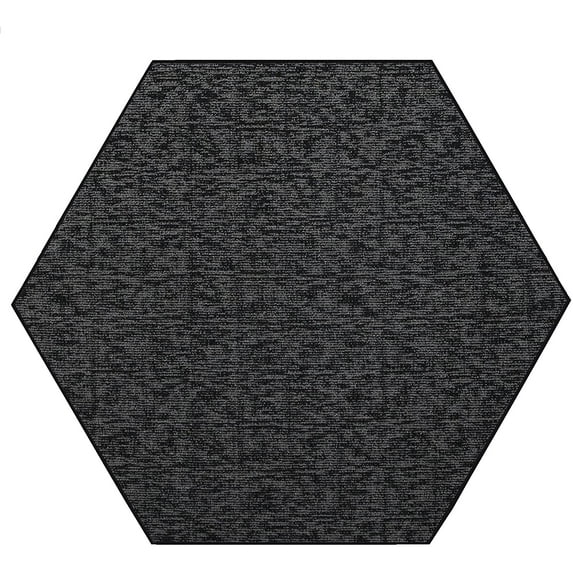 Indoor Outdoor custom size area rugs made in USA comes in Ten colors and Nine shapes rectangular,round,square,runners,oval,hexagon,octagon,half round - Black, 6' Hexagon Area Rugs