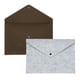 thumbnail image 1 of 2 Piezas de Carpetas de Fieltro, Carpeta de Sobre A4 Bolsa de Almacenamiento de Documentos con Cierre de Botón (Gris Claro/Marrón Oscuro), 1 of 7