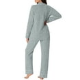 thumbnail image 6 of MINTREUS Women's Pajama Sets Knit Long Sleeve Button Down Pjs Soft Sleepwear Lounge Sets with Pockets, 6 of 9