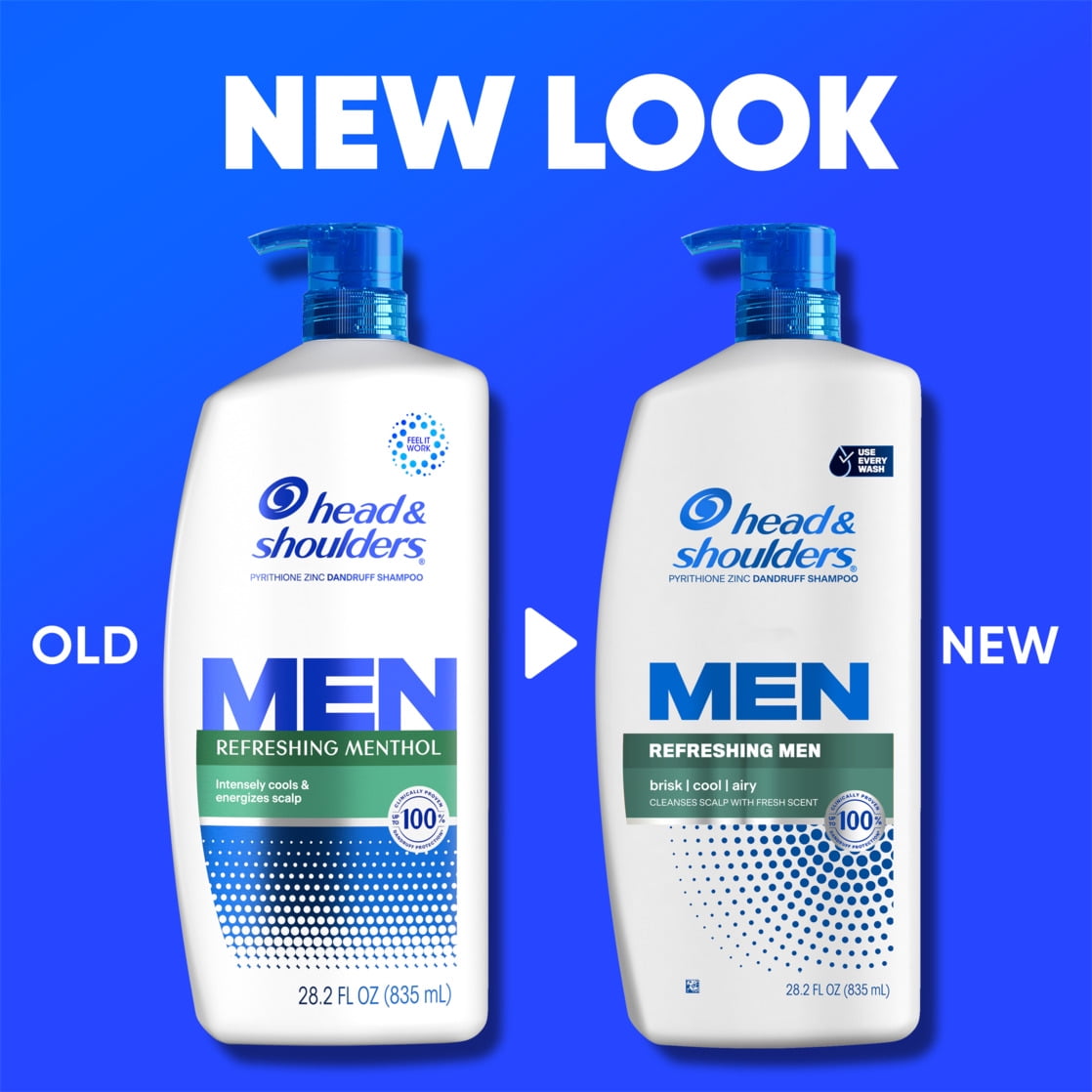 (4 pack) Head and Shoulders Mens Dandruff Shampoo, Refreshing Menthol, 28.2 oz