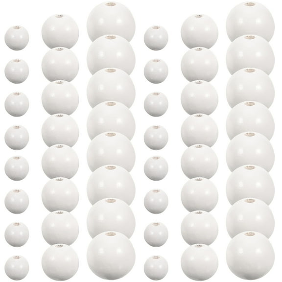 FRCOLOR 150 Pcs White Wooden Beads for Jewelry Making Bulk Round Craft Projects