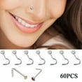 thumbnail image 3 of GKNET Surgical Steel Pin Set Bar Piercing Nose Ring Nose Stud Straight/Bend L Shape US-Ring-black-40Pcs/set, 3 of 9