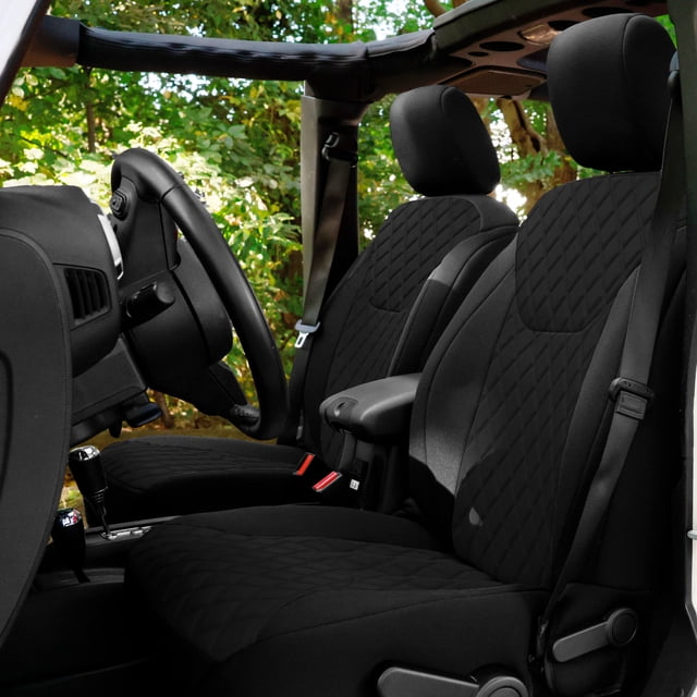 FH Group Neoprene Waterproof Custom Fit Seat Covers for 2007-2018 Jeep Wrangler JK 4DR Front Set