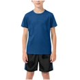 thumbnail image 4 of Karoyedx Kids Sports Outfits for Boys Toddler Kids Sports Shorts Outfits Sets Boys Tracksuit 2PCS Basketball Performance Tops And Mesh Shorts Set Trendy Navy Size,9-10 Years, 4 of 5