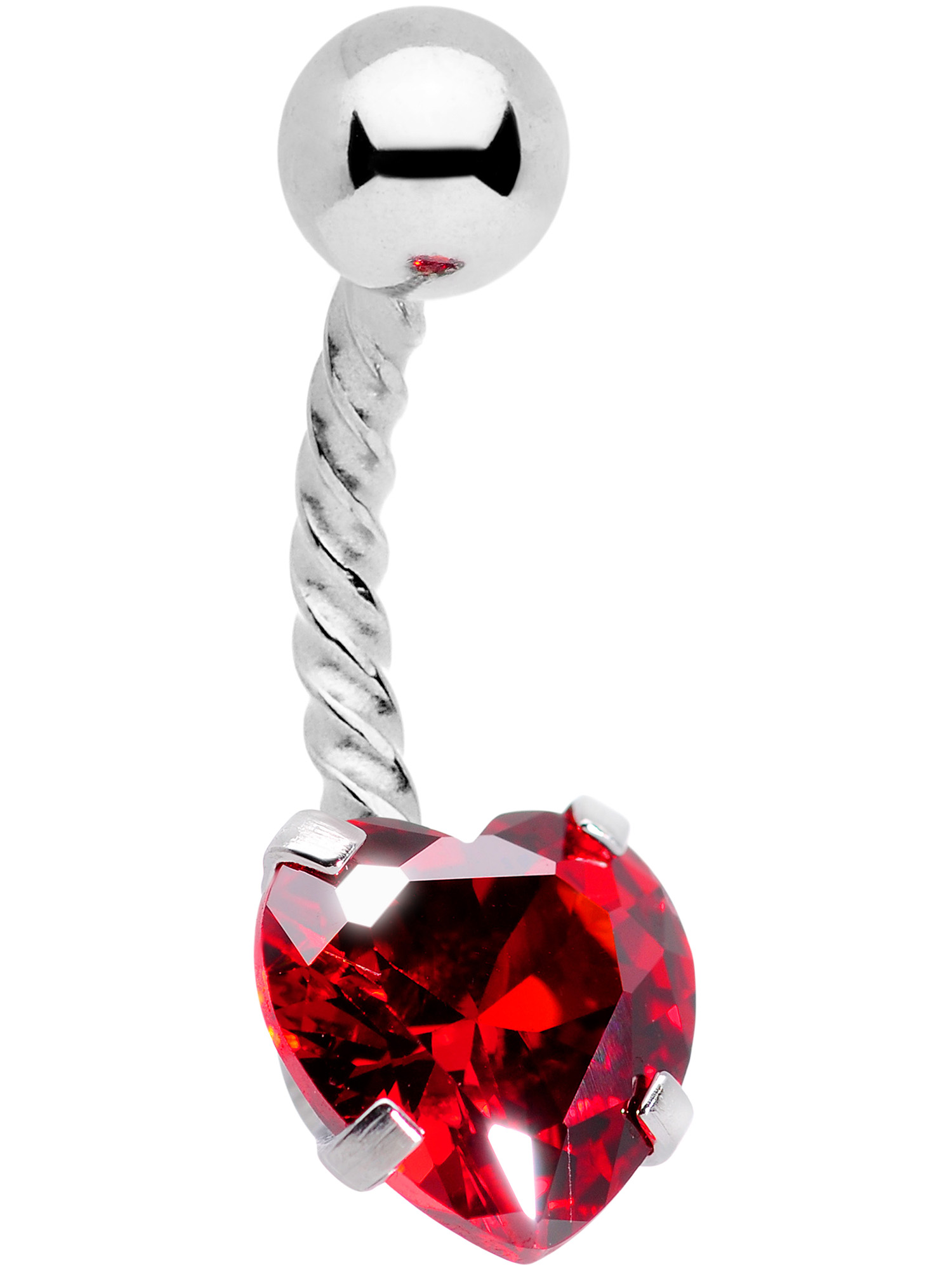 Body Candy Womens 14G 316L Steel Twisted Navel Ring Piercing Lovely Red