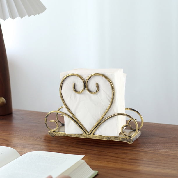 Fiudx Porta Pañuelos de Escritorio, Diseño Vertical de Acero Inoxidable, Soporte Seguro para Servilletas, Fácil de Limpiar, Elegante Acabado Dorado, para Uso En Restaurantes o En El Hogar, Tamaño 19,