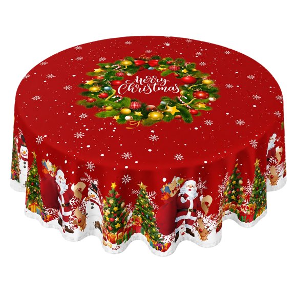 Christmas Round Tablecloth, Xmas Holiday Decorative Round Table Cover, Christmas Pattern Table Runner for Dining Table