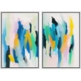 thumbnail image 3 of PixonSign Framed Wall Art Set Watercolor Rainbow Stripe Landscape Canvas Prints Abstract Pastel Modern Art Decoration Nordic Colorful for Living Room, Bedroom, Office - 24"x36"x2 White, 3 of 5