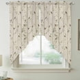 thumbnail image 2 of Sparrow Swag Valances for Windows 2 Pack, Kitchen Window Curtains 36 Inch Length, Spring Birds on The Branches Retro Country Beige Privacy Swag Curtains for Living Room/Bathroom 36"x36", 2 of 8