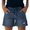 A-Blue107, variant on Women's Distressed Denim Shorts Straight-Leg High Waist Pocketed Summer Trousers Solid Color Minimalist Beach Bottoms