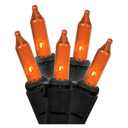 - Vickerman 516928 - 35 Light 26.25' Black Wire Orange LED Miniature Christmas Light String Set with 9