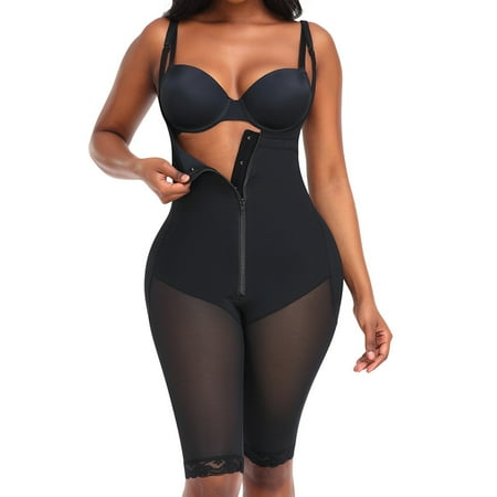 

XIAOFFENN Shapewear for Women Tummy Control Open Bust Thigh Slimmer Body Shaper Lace Tight Strap Bodysuit Shaping Black 4X-Large