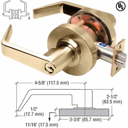 Brass Entrance Single - CRL Polished Brass Heavy-Duty Grade 1 Lever Locksets Entrance - Schlage 6-Pin