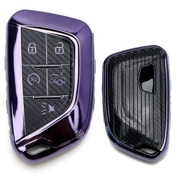 Purple Chrome Finish Full Coverage TPU Key Fob Protective Case For 2020-up Cadillac CT5 CT6 XTS XT4 XT5 ATS, etc