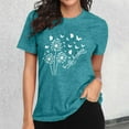 thumbnail image 2 of Women's T Shirts 2026 Summer Floral Dandelion Print Short Sleeved Crewneck Top Trendy Casual Stretch Loose Fit Basic Tees, 2 of 4