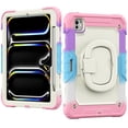 thumbnail image 2 of for iPad Pro 11 Inch 5th Gen 2024 Kids Case Heavy Duty Rugged Shockproof Silicone Hybrid Protective Case Cover Stand + Pencil Holder + Screen Protector for iPad Pro 11 2024 - Colorful Pink, 2 of 8