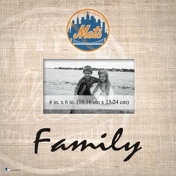 New York Mets 10'' x 10'' Burlap Pattern Frame