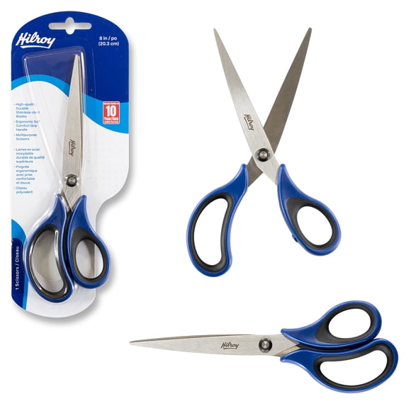 Hilroy Stainless Steel 7-Inch Scissors, Multipurpose Scissors, Blue Handles