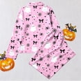 thumbnail image 5 of CONZONE Halloween Big Girls Pajamas Graphic Pjs Set Hallowmas Jammies Long Sleeve Button Down Shirts Pants 2 Piece Sleepwear Loungewear for Kids, 5 of 7