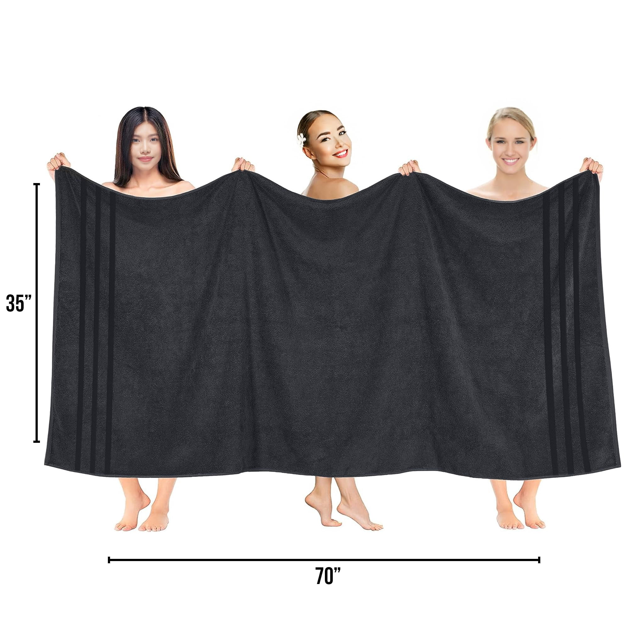 RIVERSIDE 2 Pack Luxury Bath Sheets 35×70 Soft Quick Dry Extra Large Cotton Towels 600 GSM Hotel Quality Spa - Charcoal