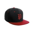 thumbnail image 3 of Daxton Classic Snapback Hat Old English Font Alphabet A to Z Flat Bill Visor Cap, Black Red Hat, Red P, 3 of 4