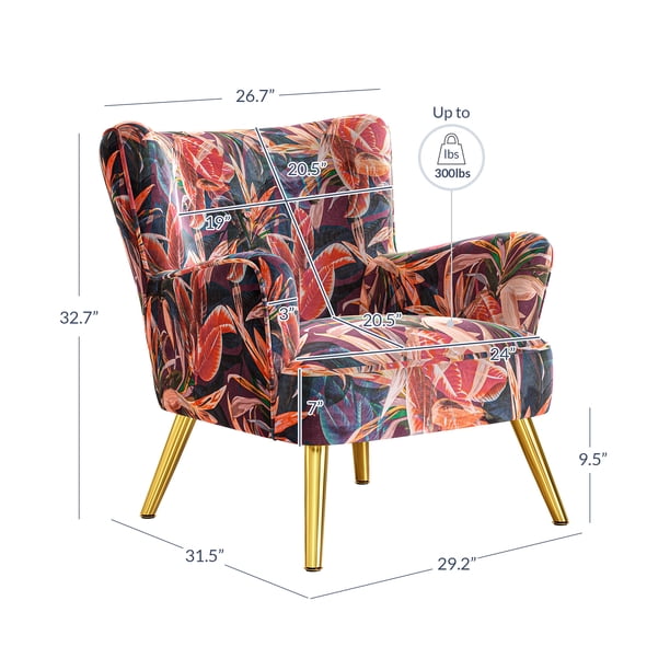 BELLEZE Modern Accent Chair, High Back Floral Pattern Armchair