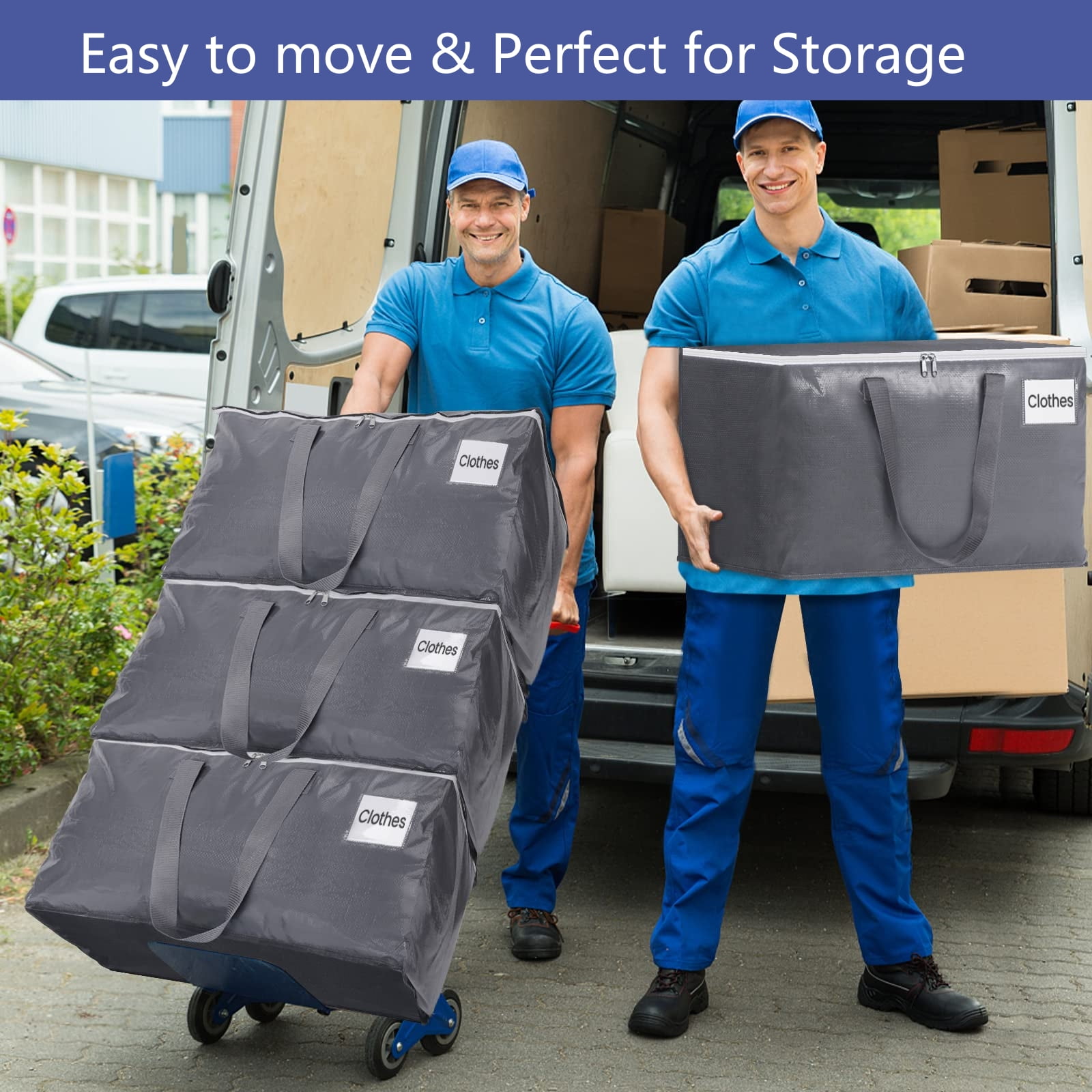 2 Pack Totes for Storage Large Moving Bags Heavy Duty ，Moving Boxes with Zippers Top and Sturdy Handles, Dorm Storage Bags for Space Saving and Packing,Collapsible Moving Supplies(Gray,93L)