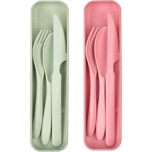 Travel Cutlery Set With Case, Plastic Cutlery Set Reusable Plastic Forks Spoon Tableware, Portable Camping Cutlery Set For Adult Travel Picnic Camping