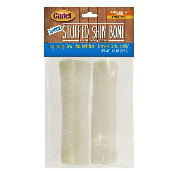 Cadet Junior Stuffed Shin Bones for Dogs with Peanut Butter Filling, Mini (2 Pack)