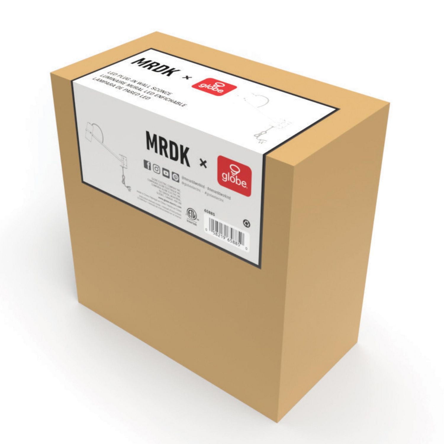 MRDK by Globe Series.01.WS 1-Light LED Plug-In Wall Sconce, Swing Arm, Adjustable Shade, Matte Black