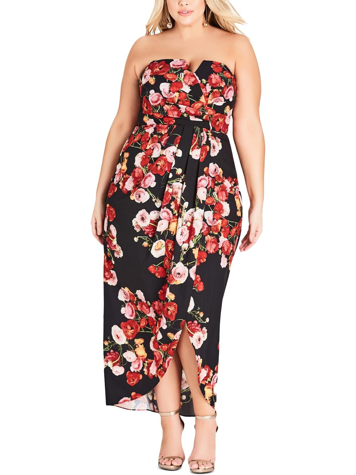 strapless floral maxi dress