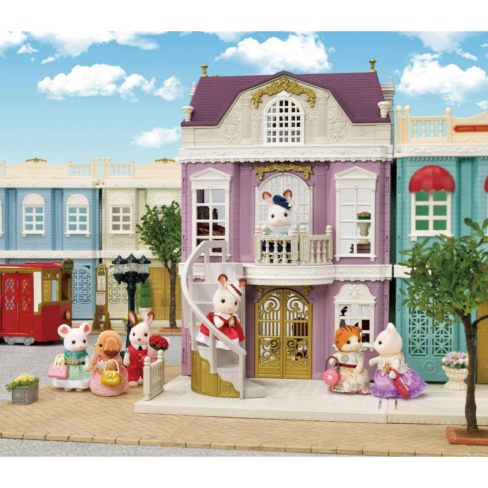 Calico Critters Town Series Elegant Town Manor Gift Set, Dollhouse Playset  with Figure, Furniture and Accessories