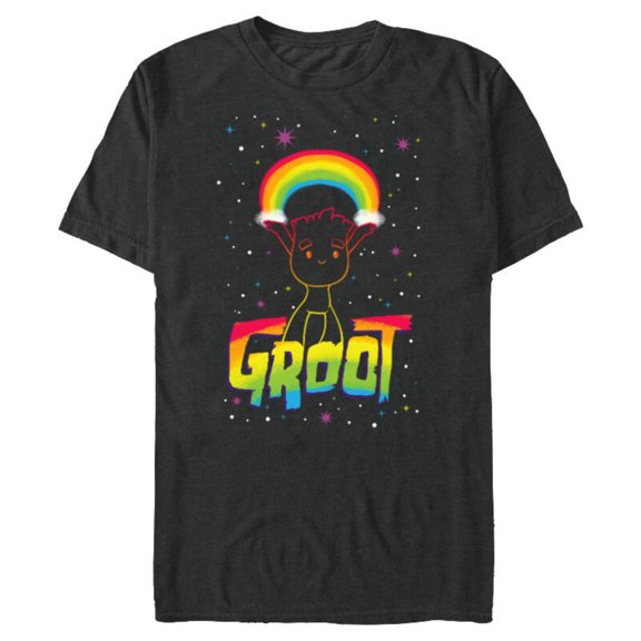 Marvel Groot Rainbow in Space Guardians of the Galaxy - Short Sleeve Blended T-Shirt for Adults - Customized-Dark Heather