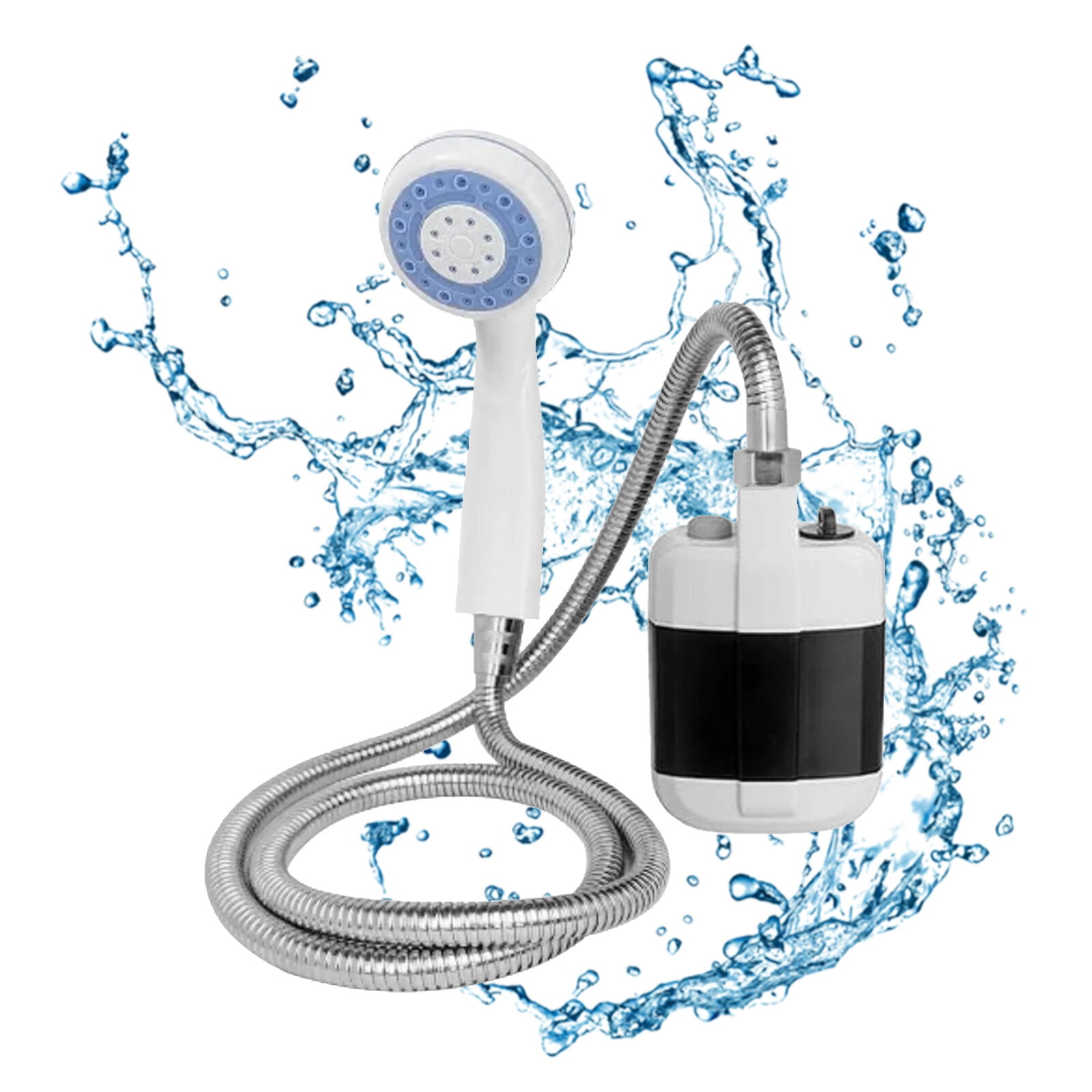 HQinX Portable Camping Shower Pump - Rechargeable Outdoor Shower Head Sprayer, 4800mAh Battery Pumps Water from Bucket. Perfect for Camping, Hiking, Travel, Car Washing & Pet Cleaning