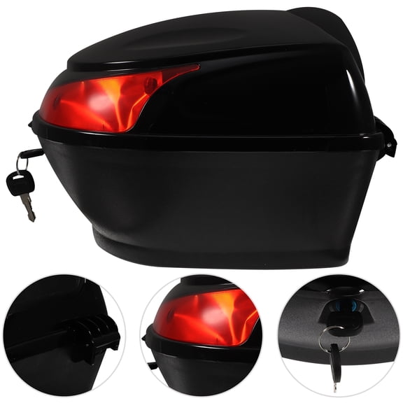 IMIKEYA Motorcycle Rear Case Black Scooter Trunk Box with Easy Installation Kit
