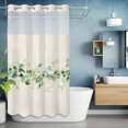 thumbnail image 6 of Eucalyptus Leaf No Hooks Shower Curtain with Snap-in Liner Watercolor Spring Green Leaf Linen Texture Shower Curtains for Bathroom, Waterproof, Easy Install, Washable 36"x78", 6 of 9