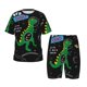 thumbnail image 1 of Balery Space Dino Cartoon Black Conjunto de Pijama Infantil de Manga Corta con Estampado – Ropa de Dormir de Algodón Suave-4X-Large, 1 of 6