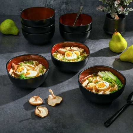 Gibson Home Soho Lounge 6  Square Bowl  Red Reactive Stoneware  8pk