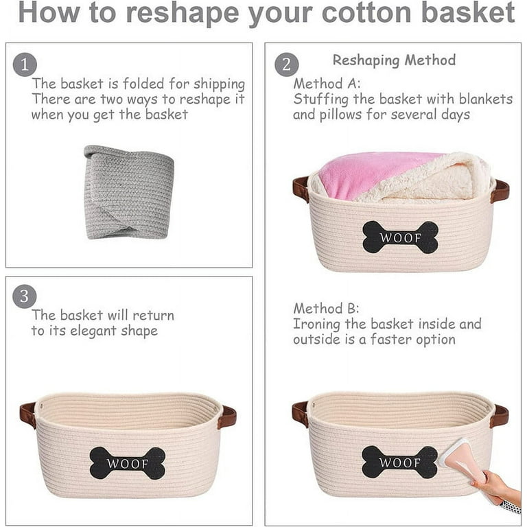 Brabtod Cotton Rope Dog Toy Basket with Handle, Large Dog bin - Main Image