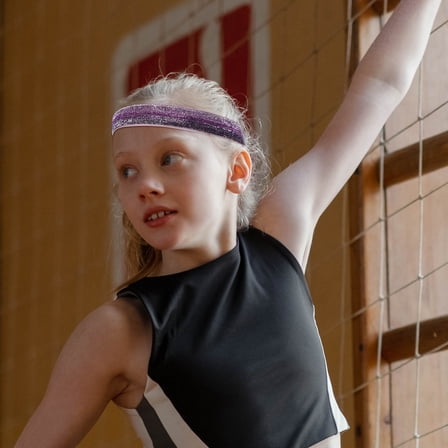 WASHWEPE 4Pcs Kid Headband with Silver Sequin for Sports and Sweat Absorption