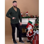 SAOL Aran Shawl Collar Fisherman Cardigan Sweater 100% Merino Wool Mens Irish Cable Knitted Buttons Jacket Made in Ireland