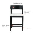 thumbnail image 4 of Beautiful Drew Counter-Height Stools by Drew Barrymore, Rich Black Finish with Striped Fabric, 2 Pack, 4 of 13
