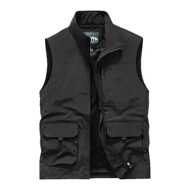 Birdeem Mens Work Clothes Jacket Solid Color Stand Collar Multiple Pockets Outdoor Sports Photography Leisure Coat