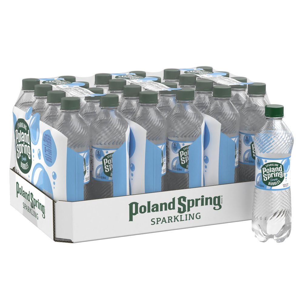 Poland Spring Sparkling Water, Simply Bubbles, 16.9 oz. Bottles (24