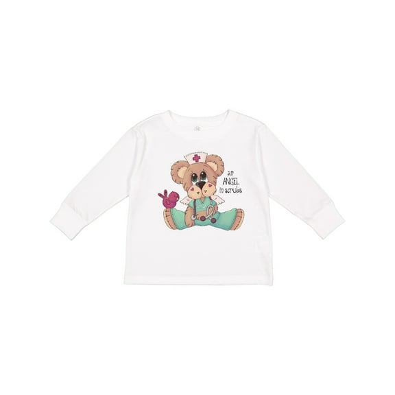 Inktastic CNA An Angel in Scrubs Teddy Bear Boys Long Sleeve Toddler T-Shirt
