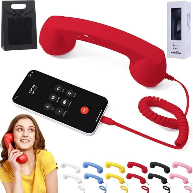 Retro Phone Handset, 2026 New Bluetooth Retro Phone Handset, Type-C Retro Telephone Wired Handsets Style Landline Handle Receiver for Cell Mobile Video Conferences, Calls, Meetings (Red)