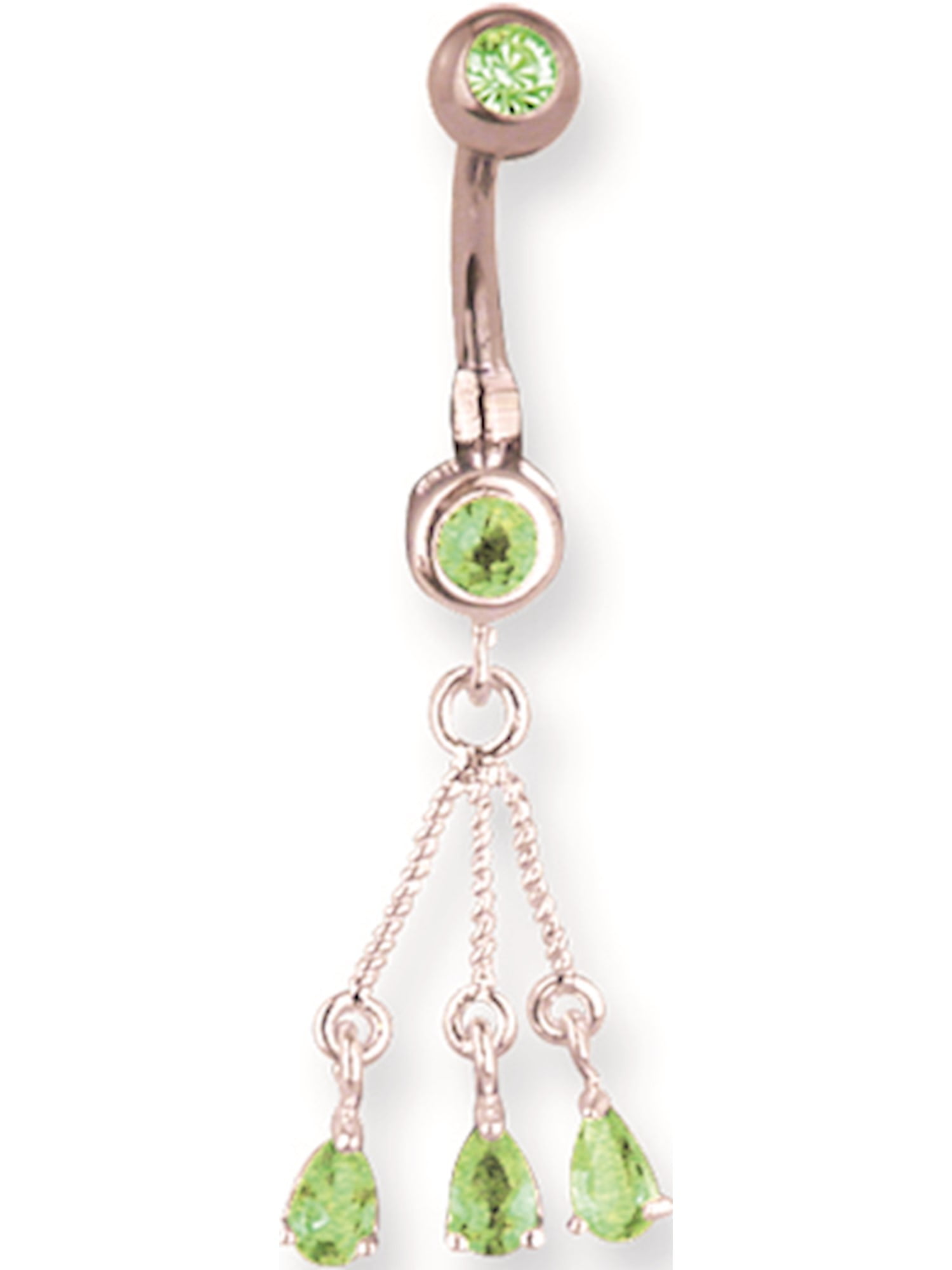11mm Length Decreasing size 1.6mm Jewelry by Sweet Pea SGSS Curv BB w Fancy Gem Top Dangle 14G